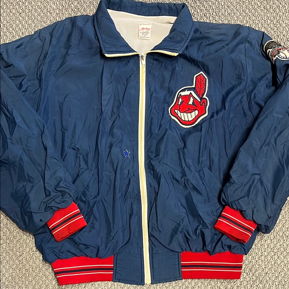 Vintage Navy Blue Performance Jacket with Red Accents